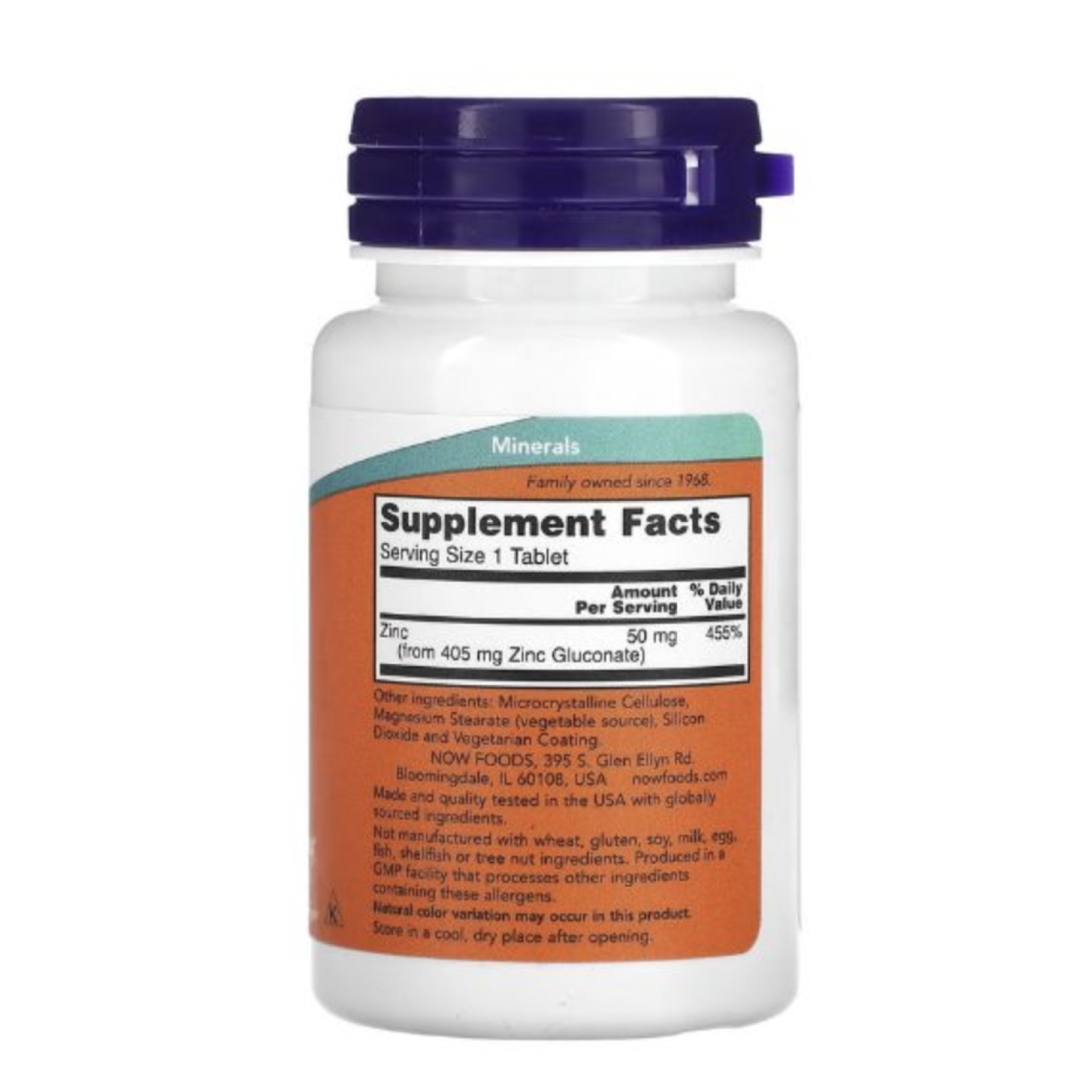 Zinc 50 mg 100 tablats NOW