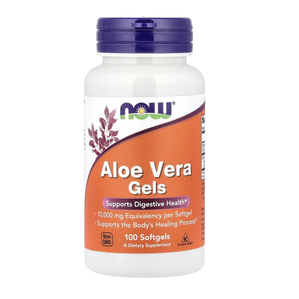 Now Foods Aloe Vera Gels 100 капсул, органічне алое вера