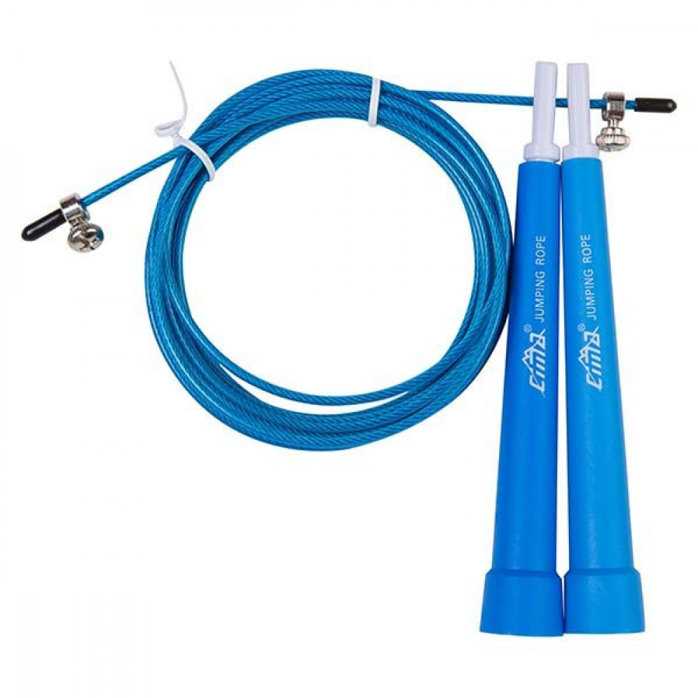Скакалка для кросфіту синя 3м, ручка PVC Cima